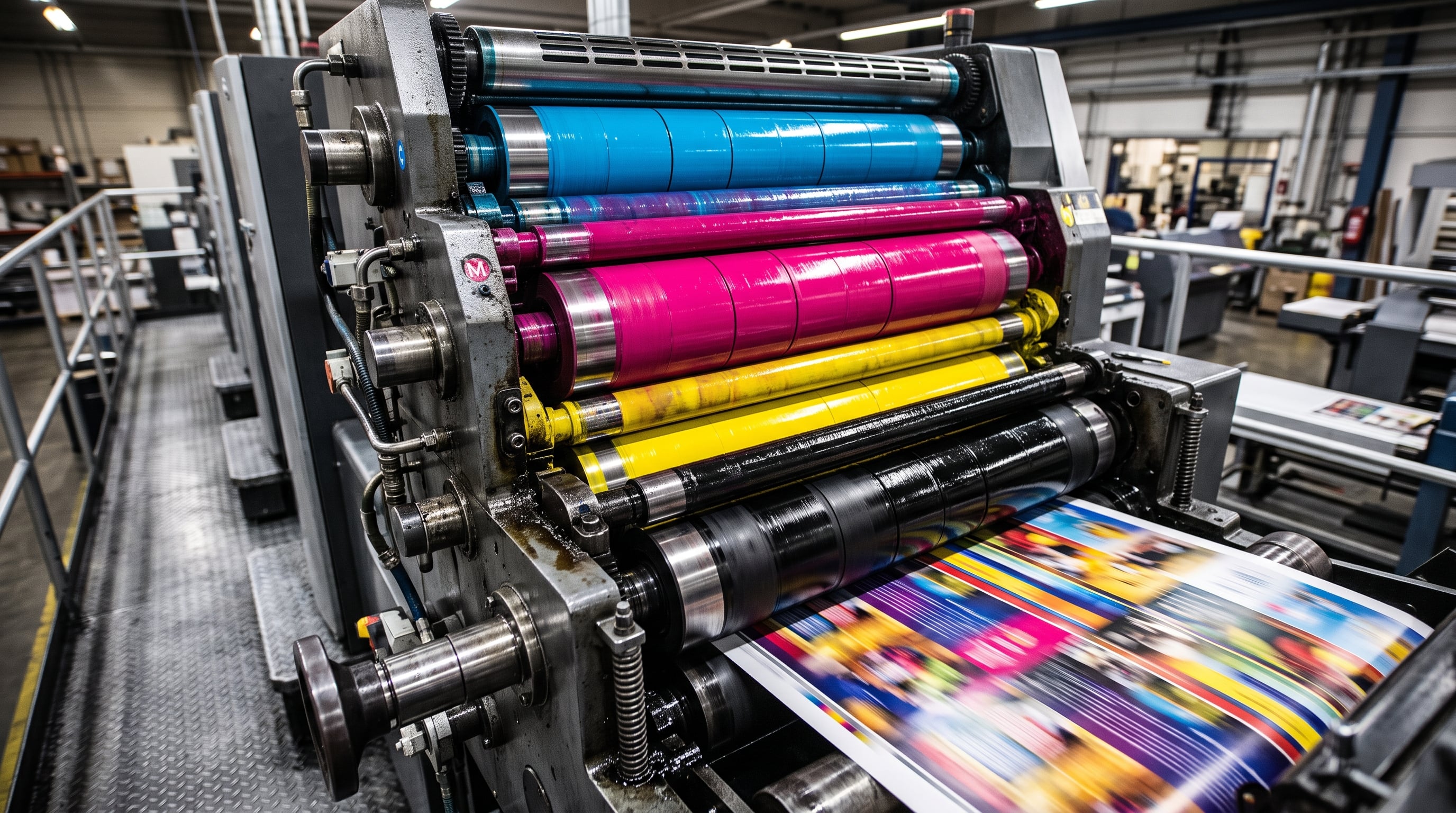 Presse offset en fonctionnement chez TPP Total Prepress